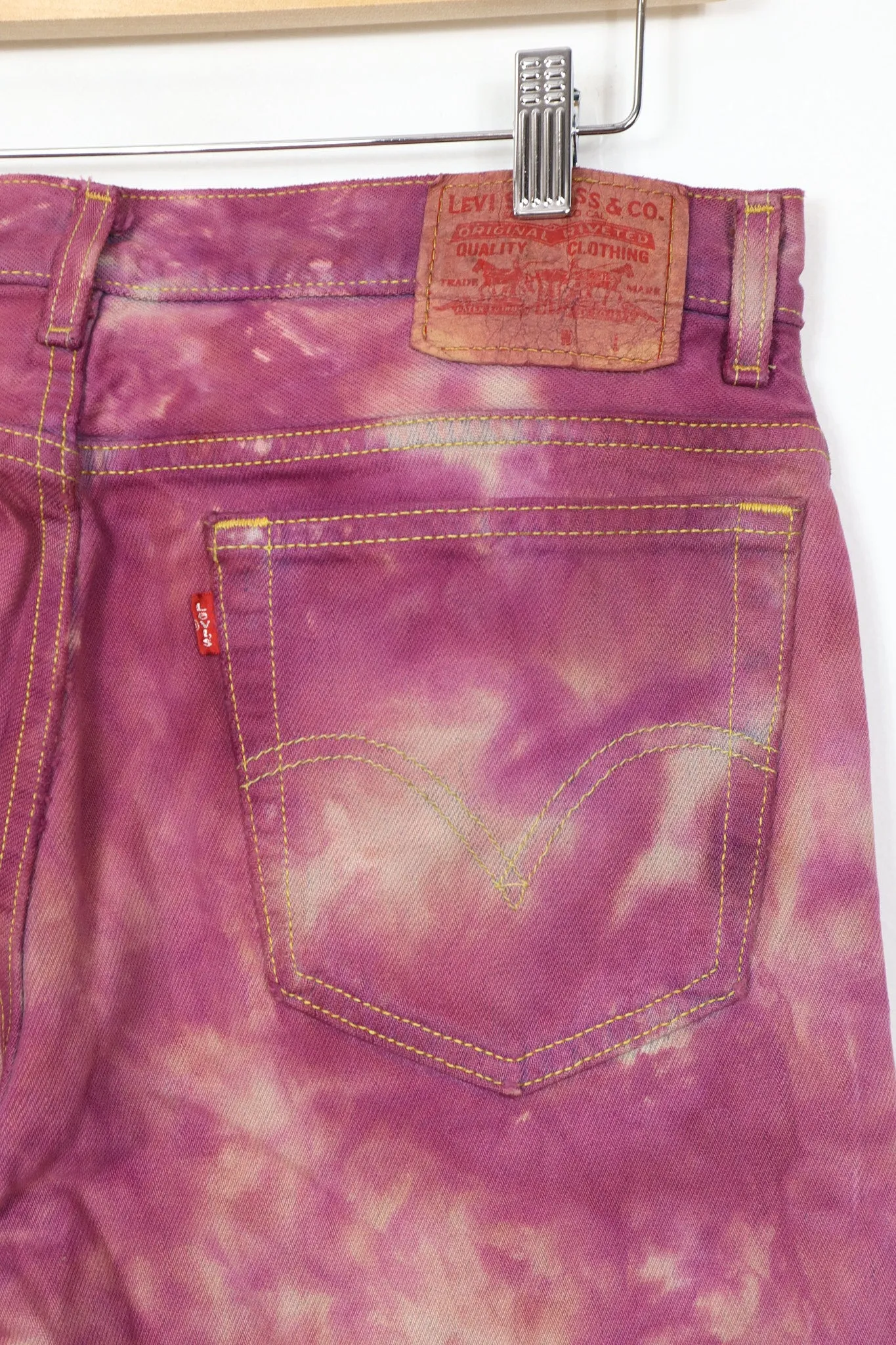 Vintage Reworked Red Dyed Levi's Straight Fit Jeans