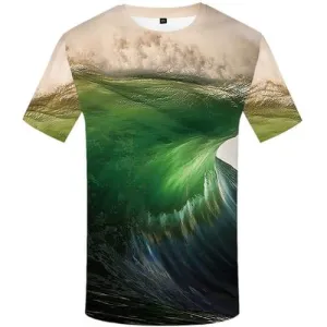 Wave T-shirt Men Cloud Tshirts Novelty Harajuku Tshirts Cool Gothic T-shirts Graphic Short Sleeve Hip hop Men women New Style