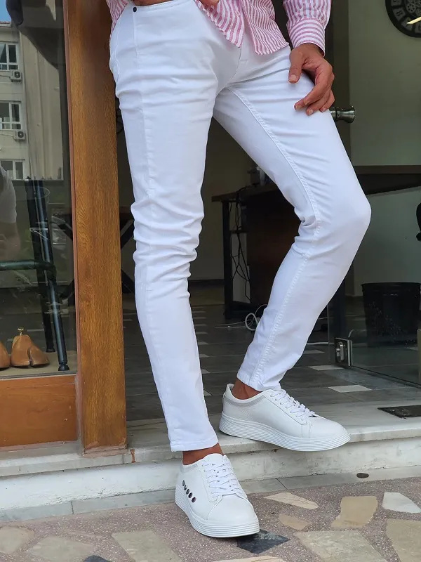 White Slim Fit Jeans for Men by GentWith.com | Free Worldwide Shipping