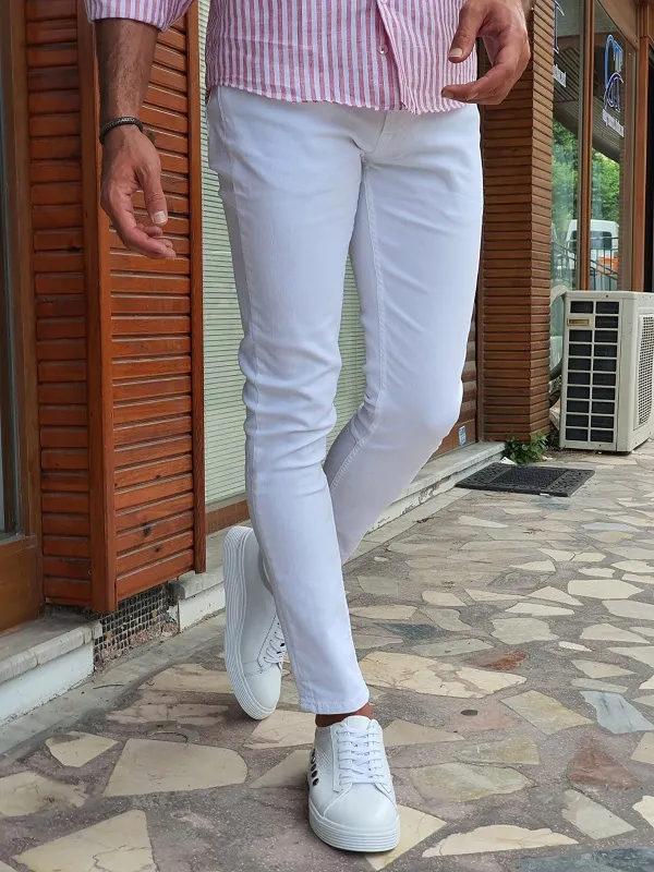 White Slim Fit Jeans for Men by GentWith.com | Free Worldwide Shipping