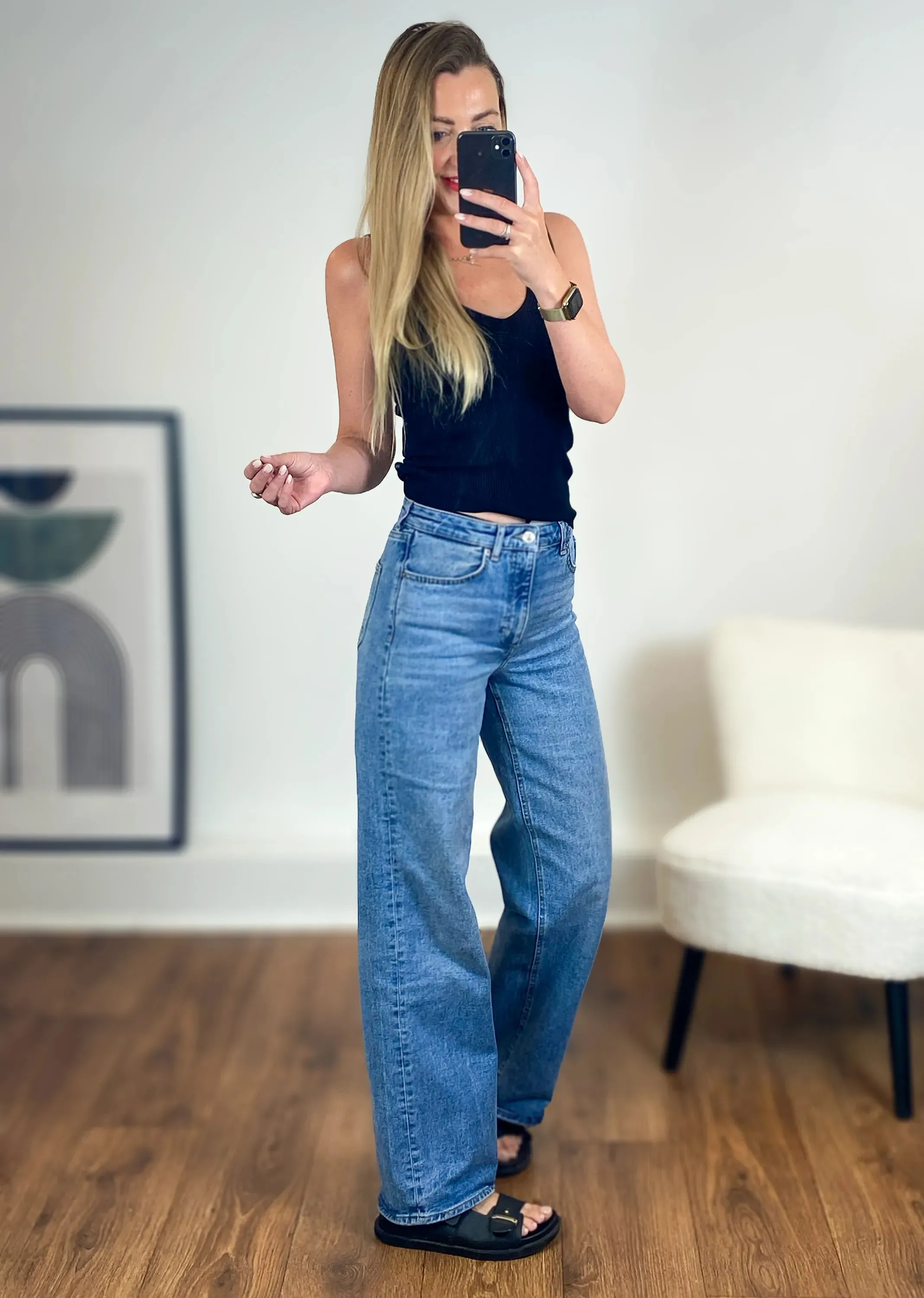 Wide Leg Jeans in Light Blue