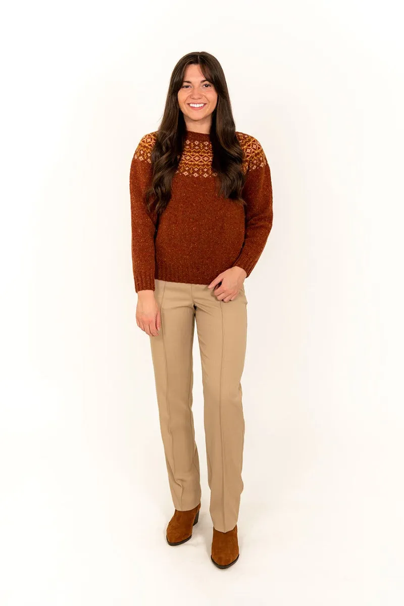 Womens Croft II Yoke Fair Isle Jumper - Rust