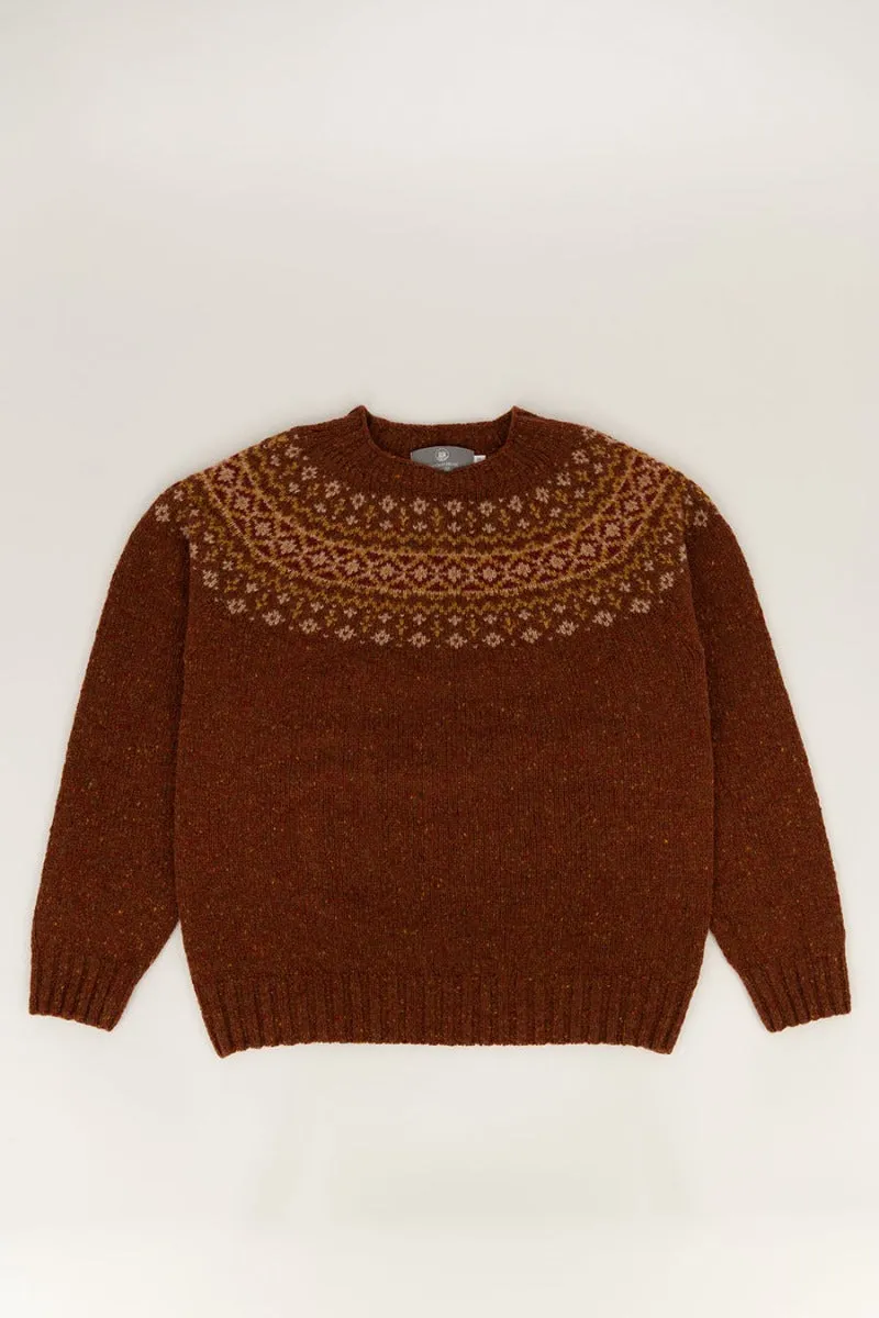 Womens Croft II Yoke Fair Isle Jumper - Rust