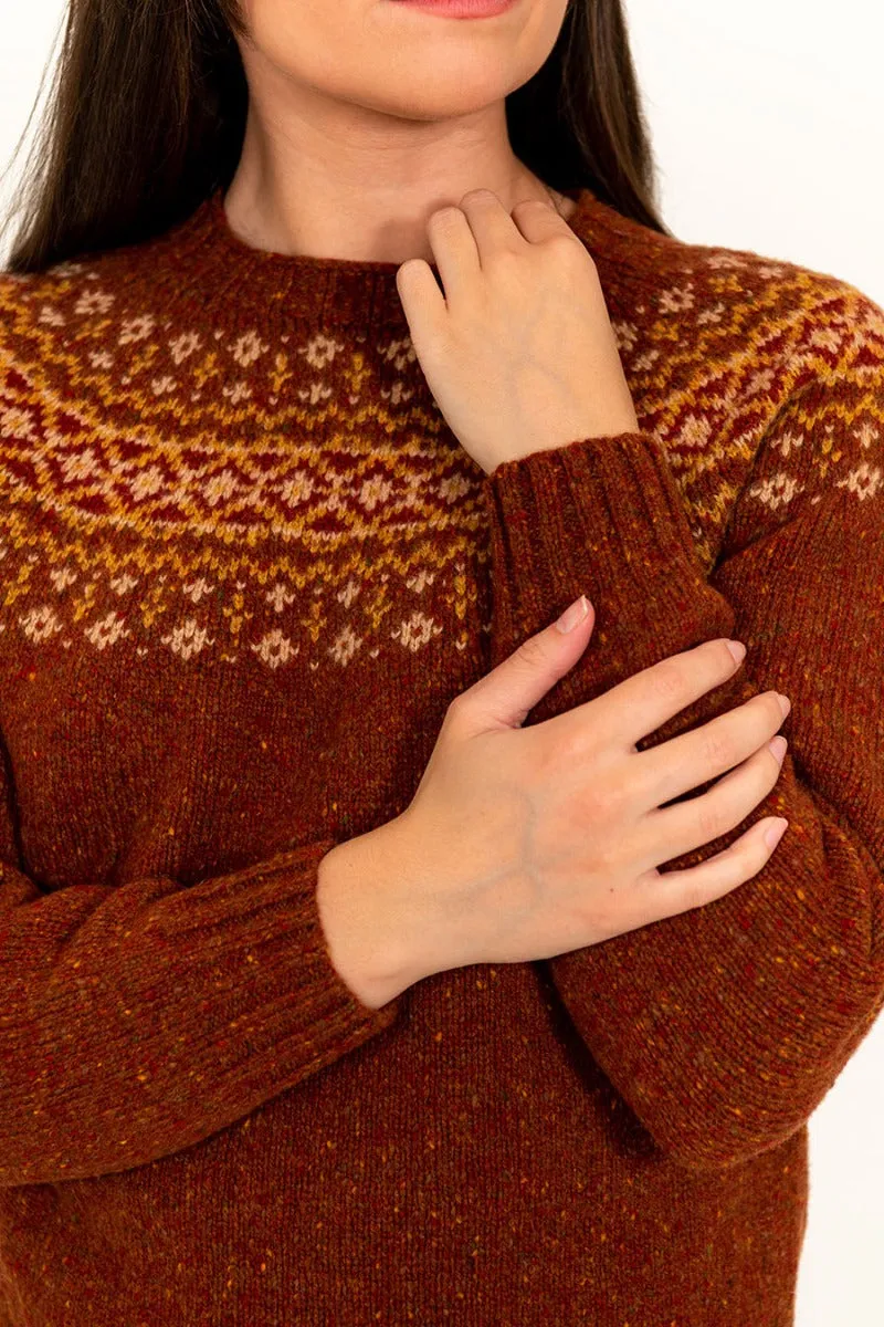 Womens Croft II Yoke Fair Isle Jumper - Rust