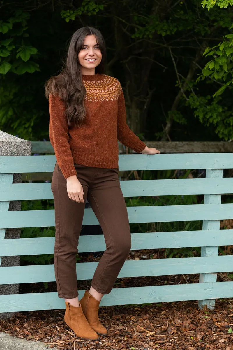 Womens Croft II Yoke Fair Isle Jumper - Rust