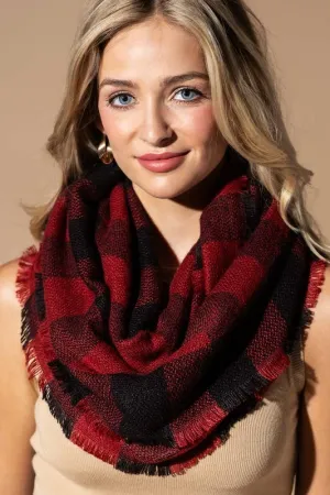 Woven Buffalo Checkered Infinity Scarf