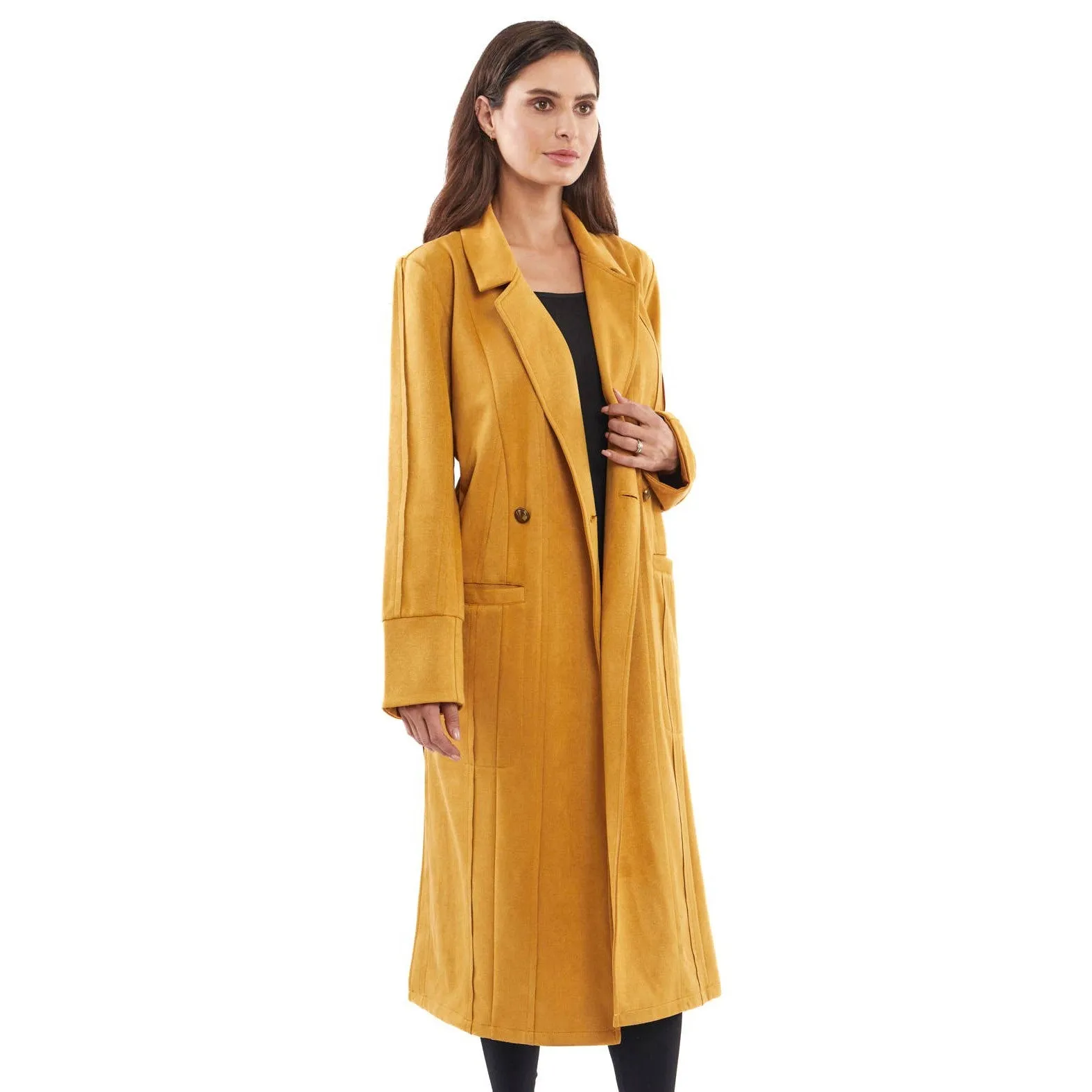 Yellow Button Down Coat Jacket | Women's Fall Winter Outerwear [Medium Only]