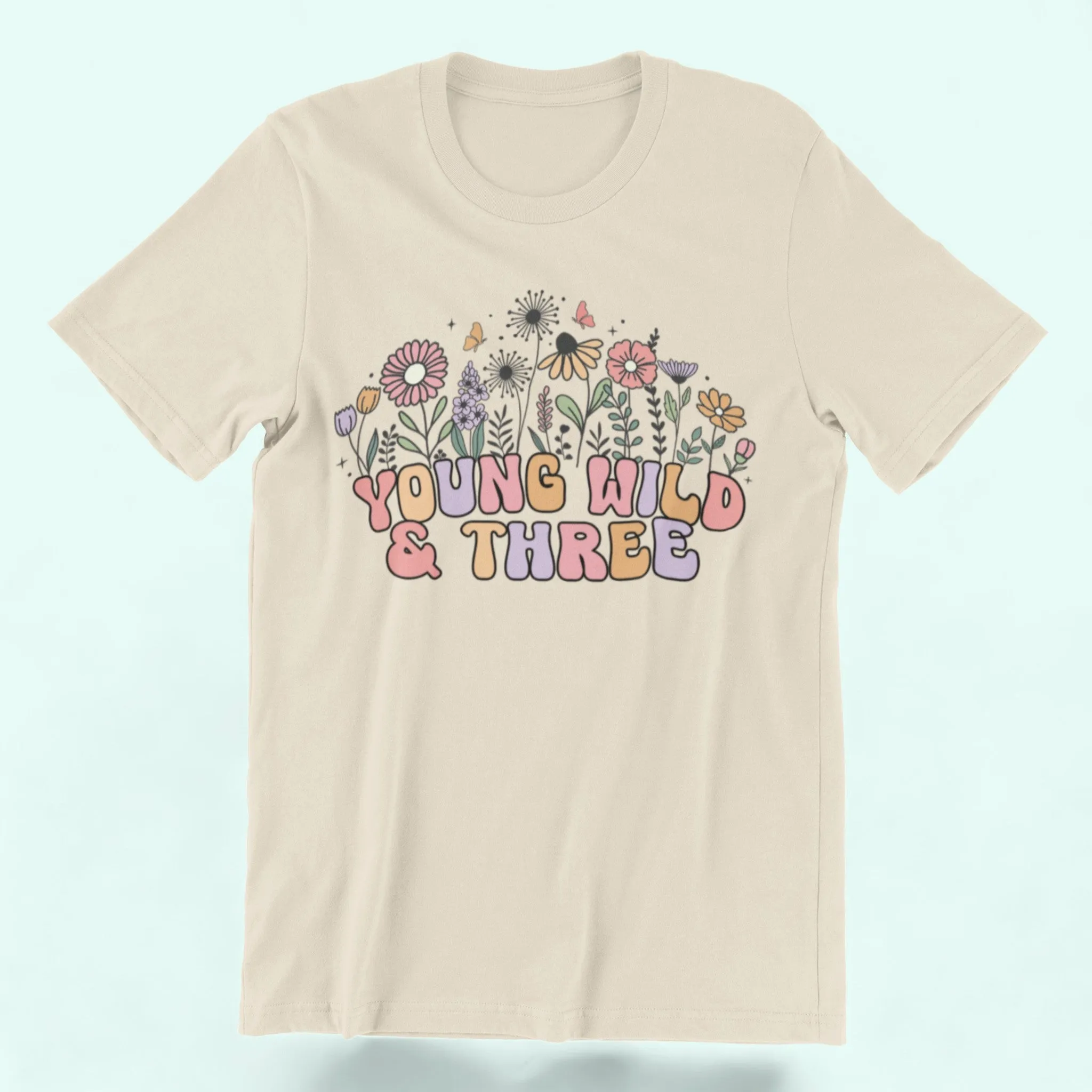 Young Wild and Three Toddler Shirt | Cute Retro 3rd Birthday Tee