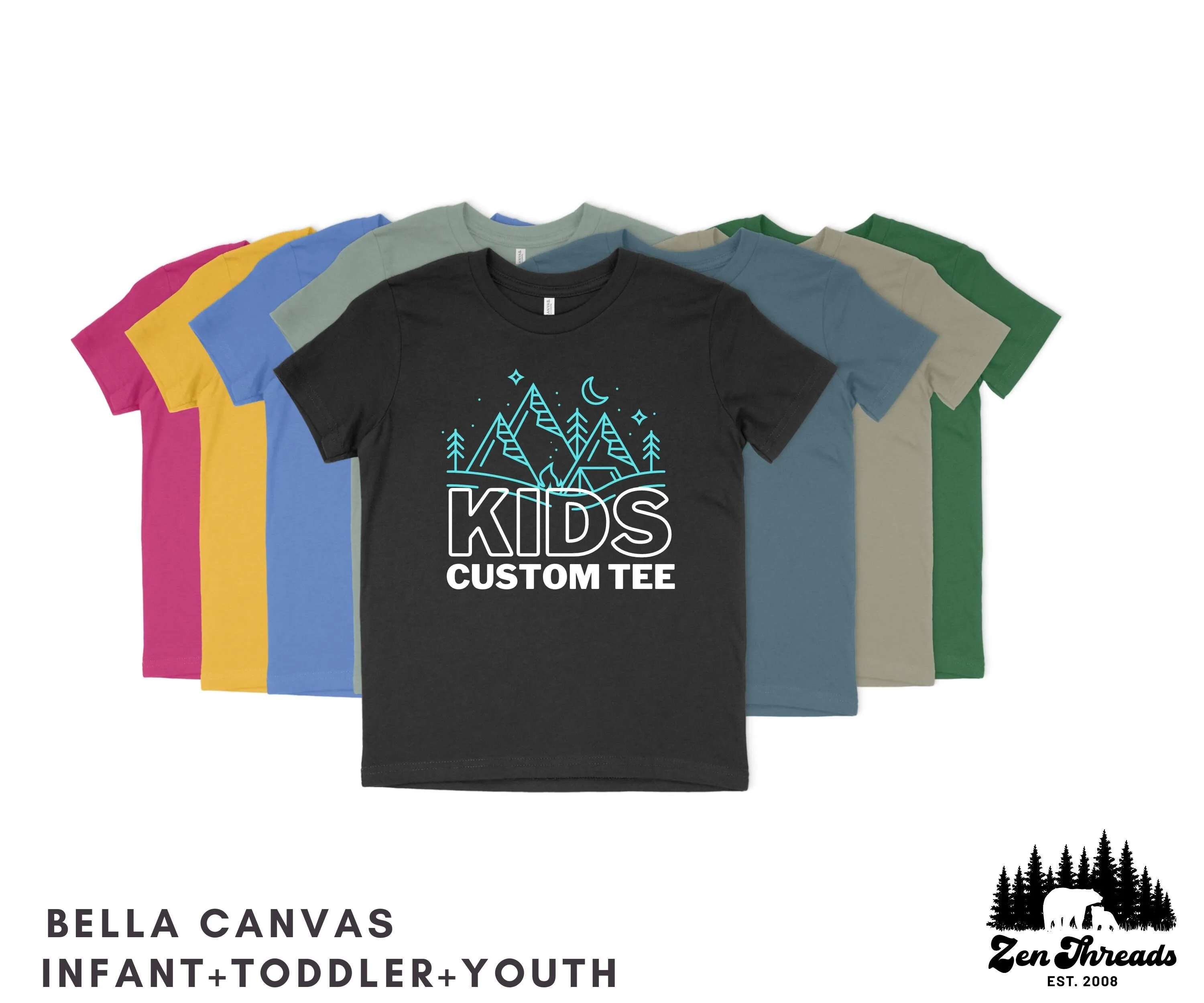 Youth Toddler Infant CUSTOM Bella Canvas -Eco print unisex personal team birthday party group family friends school t-shirt tee personalized